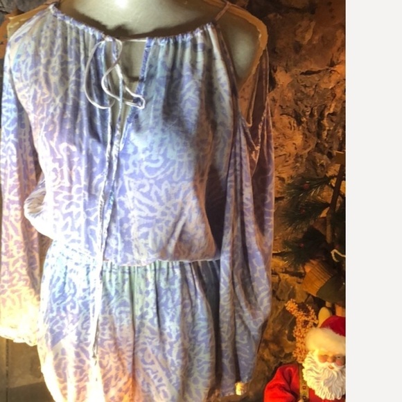 Blue Life Cold‎ Shoulder Shorts Romper - Picture 1 of 8